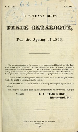 Cover for E. Y. Teas & Bro's trade catalogue, for the spring of 1866