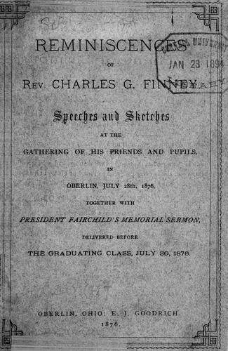 Cover for Reminiscences of Charles G. Finney