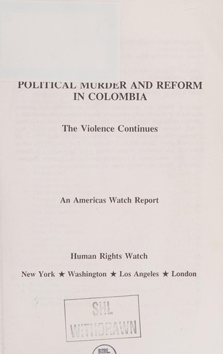 Cover for Political Murder & Reform in Colombia