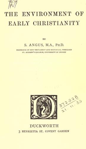 Cover for The environment of early Christianity
