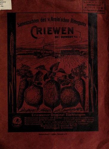 Cover for Samenzuchten des v. Arnim'schen Rittergules, Criewen bei Schwedt A/O