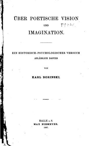 Cover for Ueber Poetische Vision und Imagination