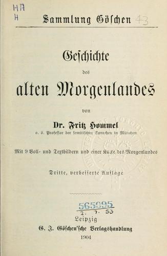 Cover for Geschichte des alten Morgenlandes.