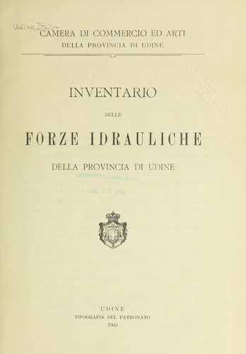 Cover for Inventario delle forze idrauliche della provincia di Udine