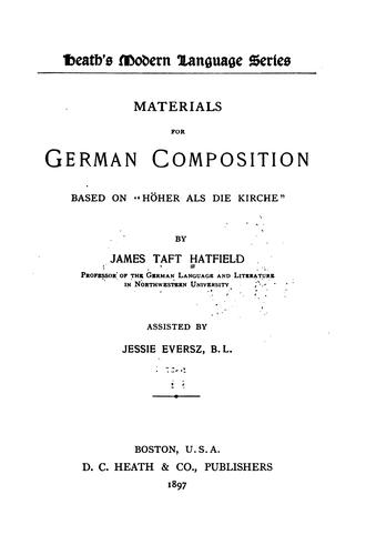 Cover for Materials for German Composition Based on "Höher Als Die Kirche"