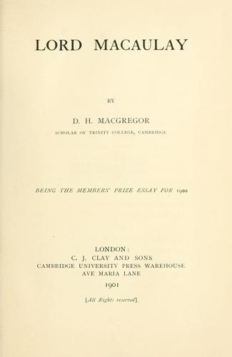 Cover for Lord Macaulay