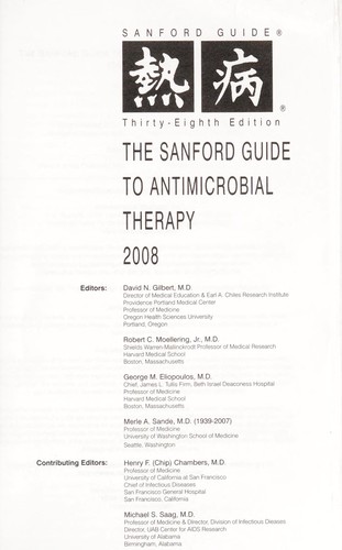 Cover for The Sanford guide to antimicrobial therapy 2008