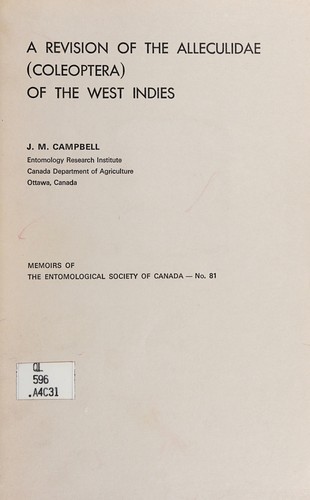 Cover for A revision of the Alleculidae (Coleoptera) of the West Indies