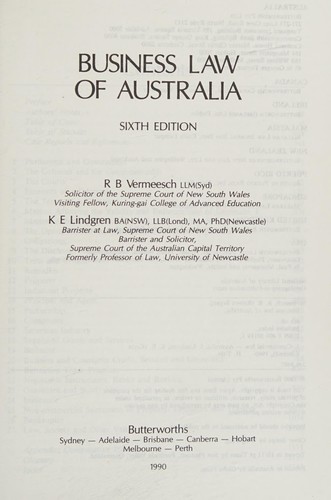 Cover for Business law of Australia