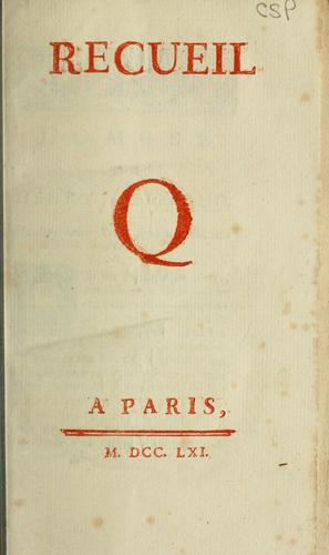 Cover for Recueil