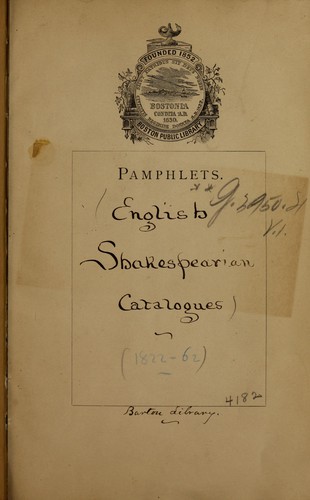 Cover for A catalogue of books in English and foreign literature