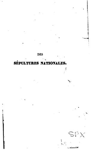 Cover for Des sépultures nationales
