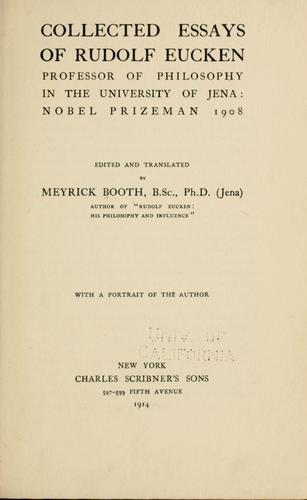 Cover for Collected essays of Rudolf Eucken.