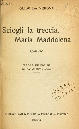 Cover for Sciogli la treccia Maria Maddalena