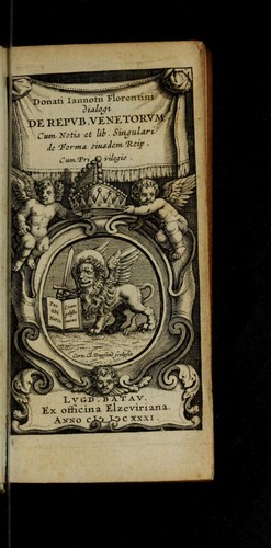 Cover for Donati Iannotii Florentini Dialogi de repvb. venetorvm