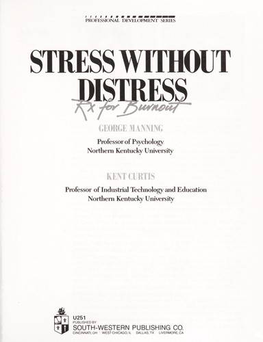 Cover for Stress without distress