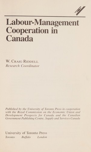 Cover for LABOUR-MANAGEMENT COOPERATION IN CANADA