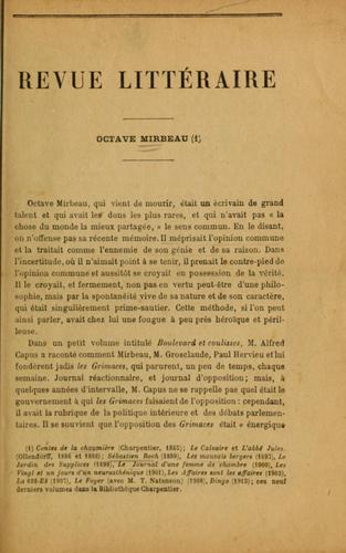 Cover for Octave Mirbeau.