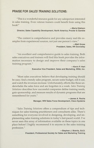 Cover for Sales training solutions