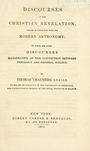 Cover for Discourses on the Christian revelation viewed in connection with the modern astronomy