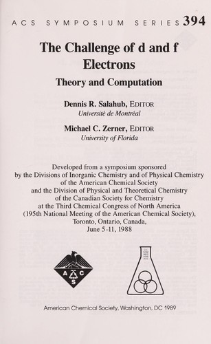 Cover for The Challenge of d and f electrons