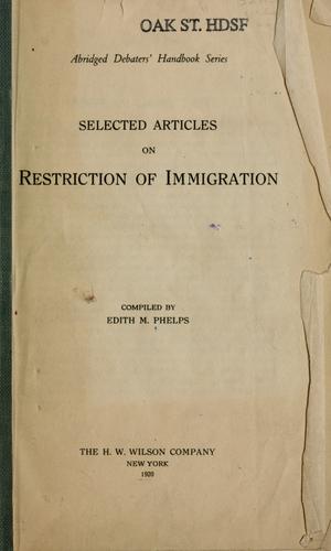 Cover for Selected articles on restriction of immigration