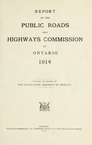 Cover for REPORT OF THE PUBLIC ROADS AND HIGHWAYS COMMISSION OF ONTARIO, 1914.