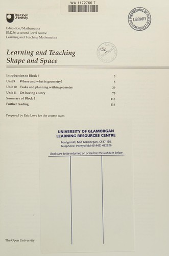 Cover for Learning and Teaching Shape and Space
