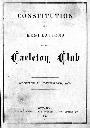 Cover for Constitution and regulations of the Carleton Club