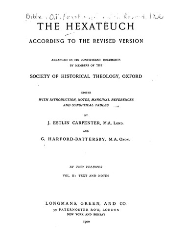 Cover for The Hexateuch according to the Revised Version