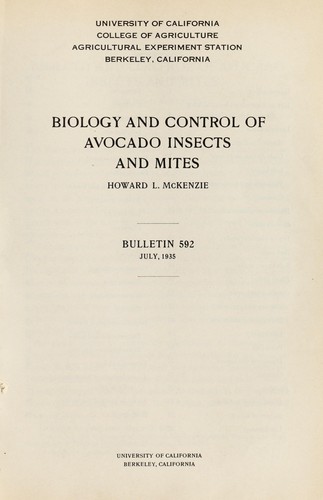 Cover for Biology and control of avocado insects and mites