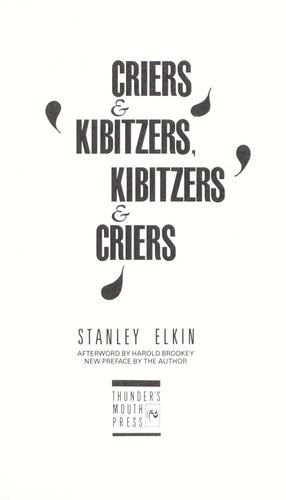 Cover for Criers & kibitzers, kibitzers & criers