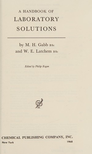 Cover for Handbook of Laboratory Solutions