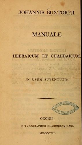 Cover for Manuale hebraicum et chaldaicum