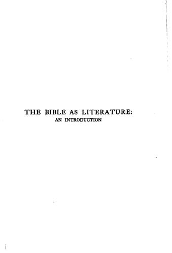 Cover for The Bible as literature