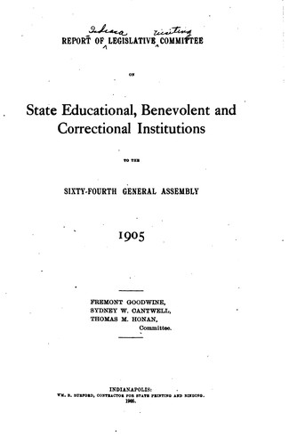 Cover for Report of Legislative Committee on State Educational, Benevolent and ...