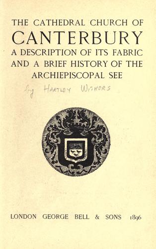 Cover for The cathedral church of Canterbury