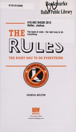 Cover for The book of rules