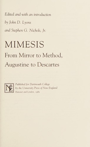 Cover for Mimesis, from mirror to method, Augustine to Descartes