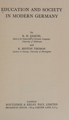 Cover for Education and Society in Modern Germany