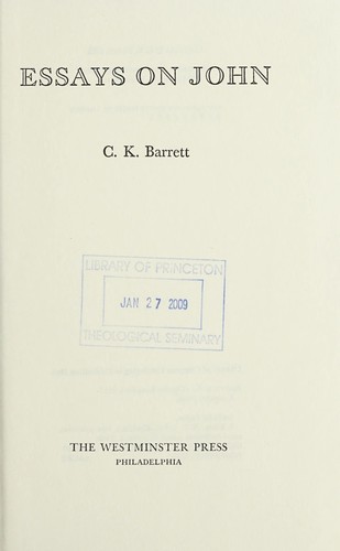 Cover for Essays on John