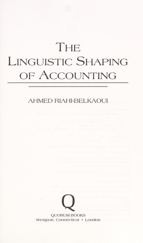 Cover for The linguistic shaping of accounting