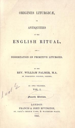 Cover for Origines liturgicae