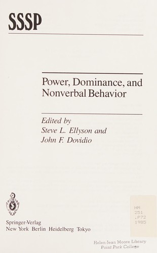 Cover for Power, dominance, and nonverbal behavior