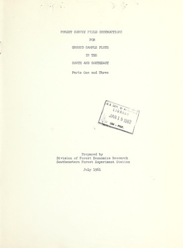 Cover for Forest survey field instructions for ground sample plots in the South and Southeast
