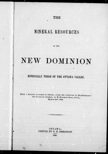 Cover for The mineral resources of the new Dominion