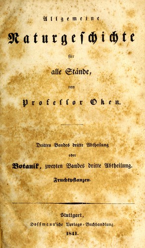 Cover for Allgemeine Naturgeschichte für alle Stände