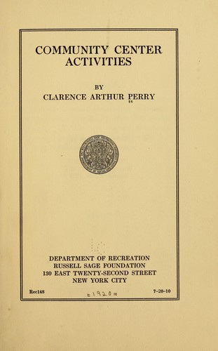 Cover for Community center activities