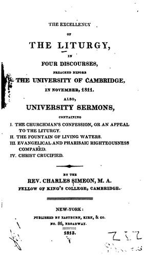 Cover for The Excellency of the Liturgy: In Four Discourses, Preached Before the University of Cambridge ...