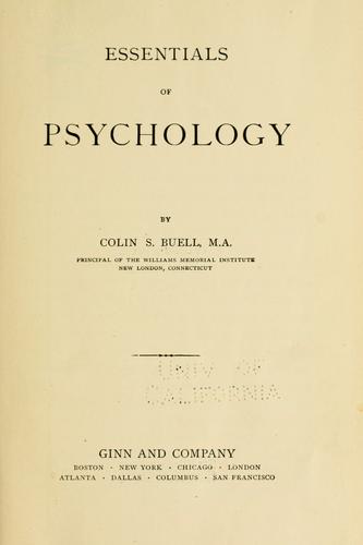 Cover for Essentials of psychology